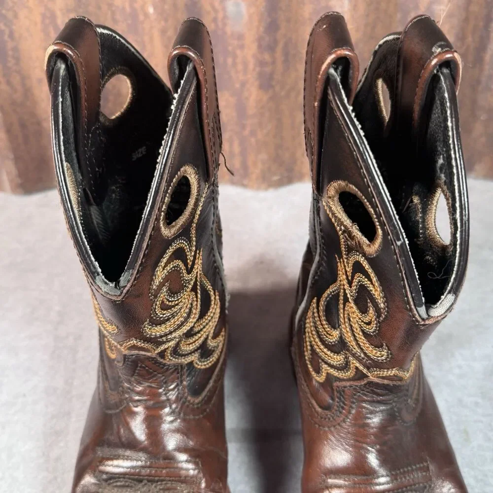 Kids Smoky Mountain Landry Cowboy Boots Brown Square Toe Size 12 R  Preowned